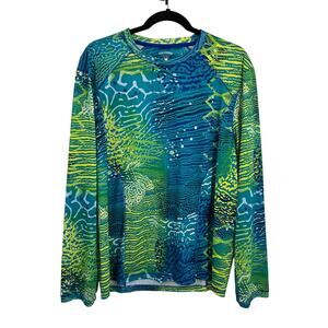 Reel Legends Freeline Long Sleeve Green Blue Sun Fishing Boating Men's Medium